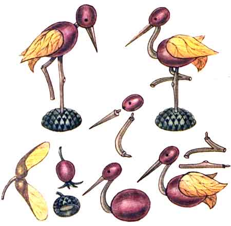 Поделки из плодов шиповника - Птицы