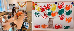 «Осеннее дерево из ладошек» во второй младшей группе (дети 3–4 лет)